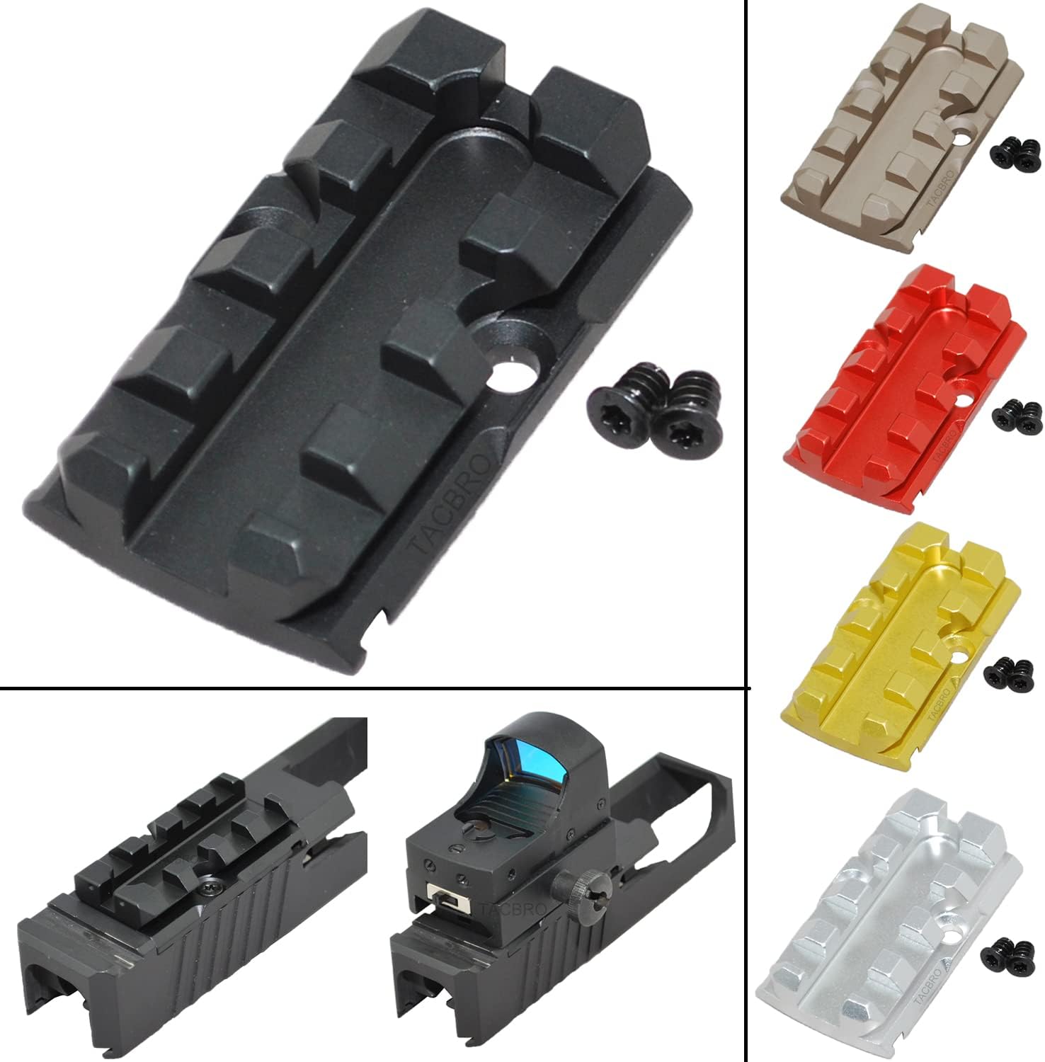 TACBRO Aluminum RMR Cover Plate, Convert RMR to Picatinny for Gl0ck G17 G19 G26 RMR Cut Slides
