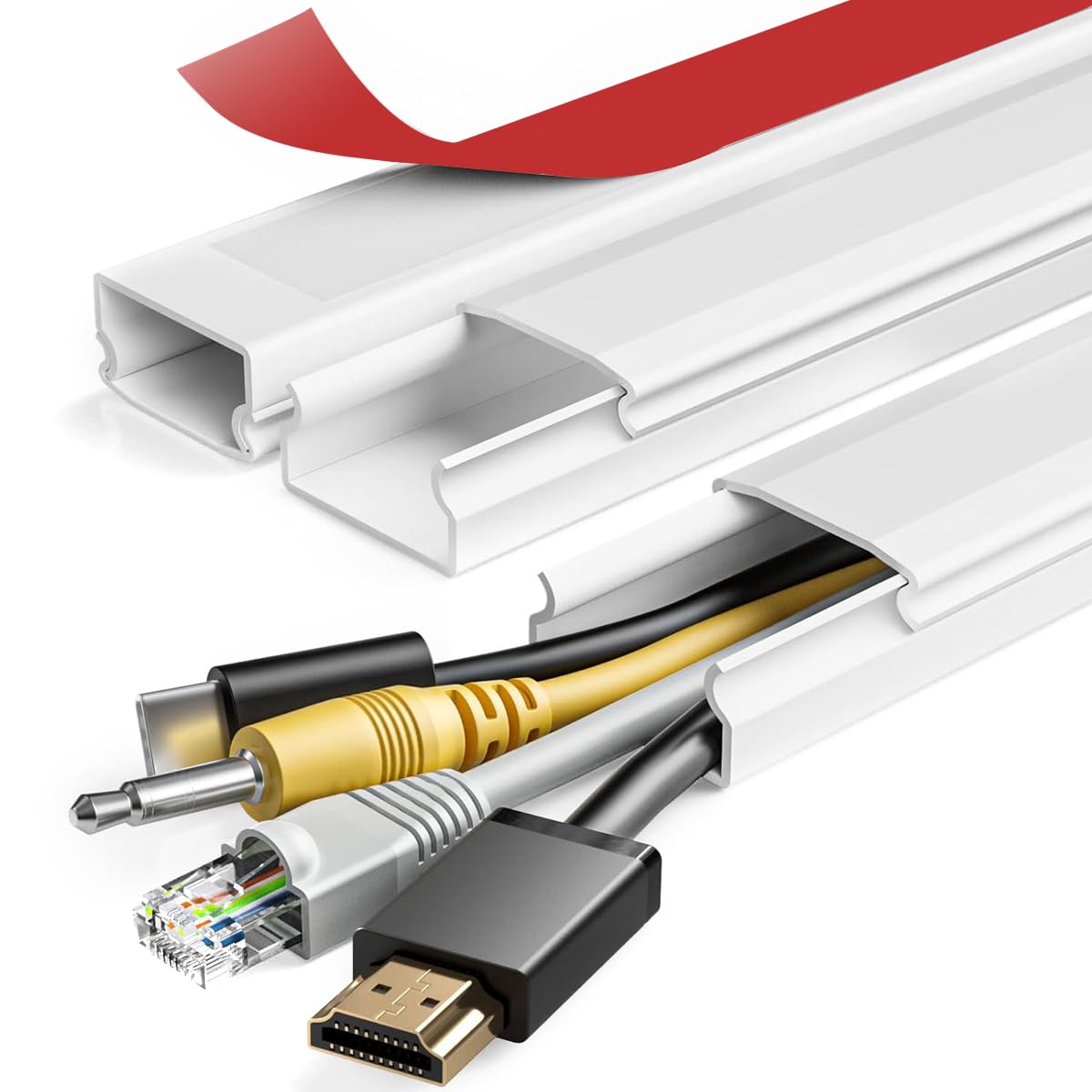 Serplex® 3Pcs Cord Hider 15.7 inches Connectable Cable Hider, One-Cord Cord Covers for Wall, Sliding Cable Cover Raceway, Wire Hiders for Tv on Wall, Wire Covers for Cords, White