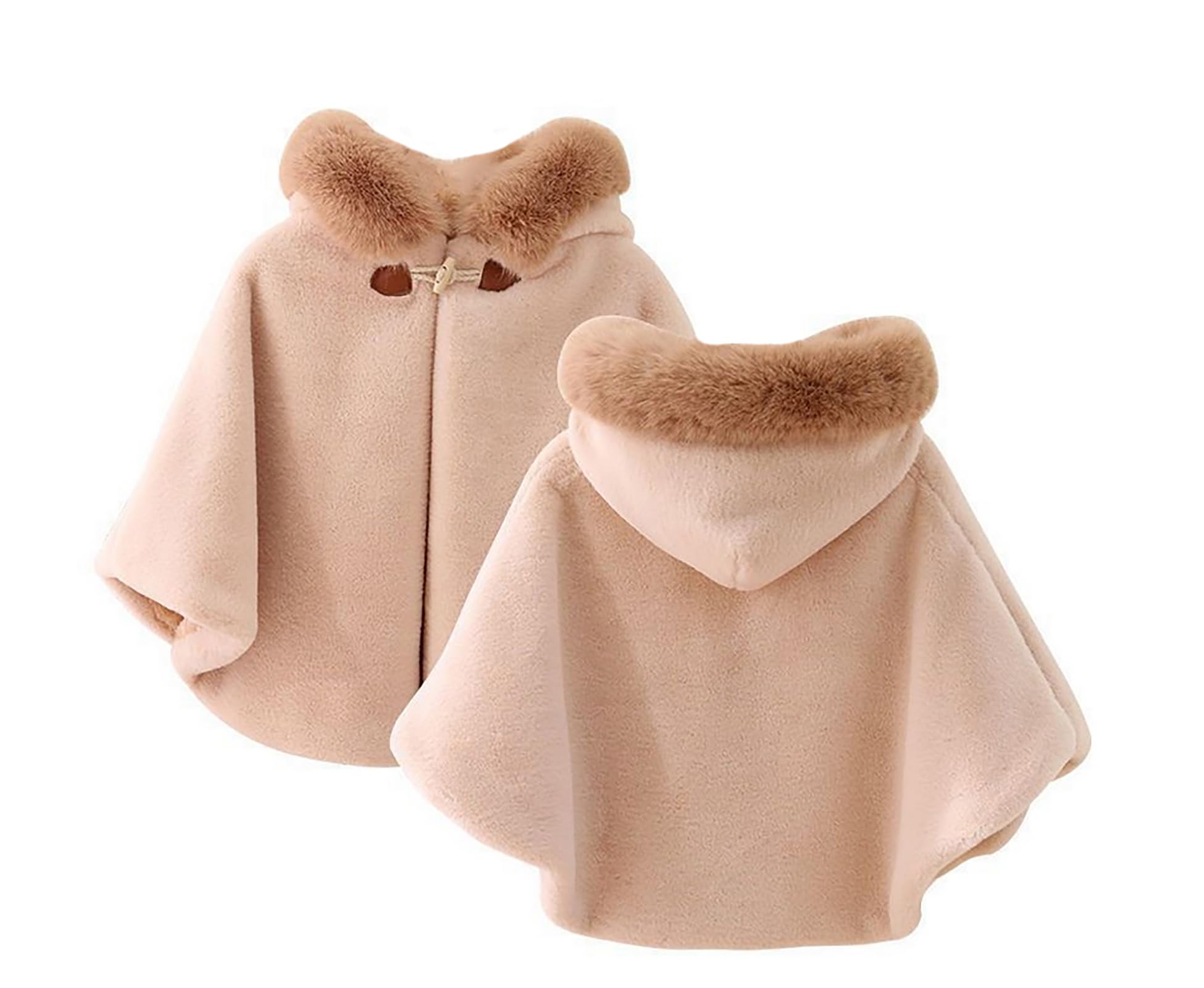 Nemopter Baby Girls Hooded Cape Poncho Scarf Outdoor Warm Winter Hooded Jacket Princess Cape, khaki, 6-12 Monate