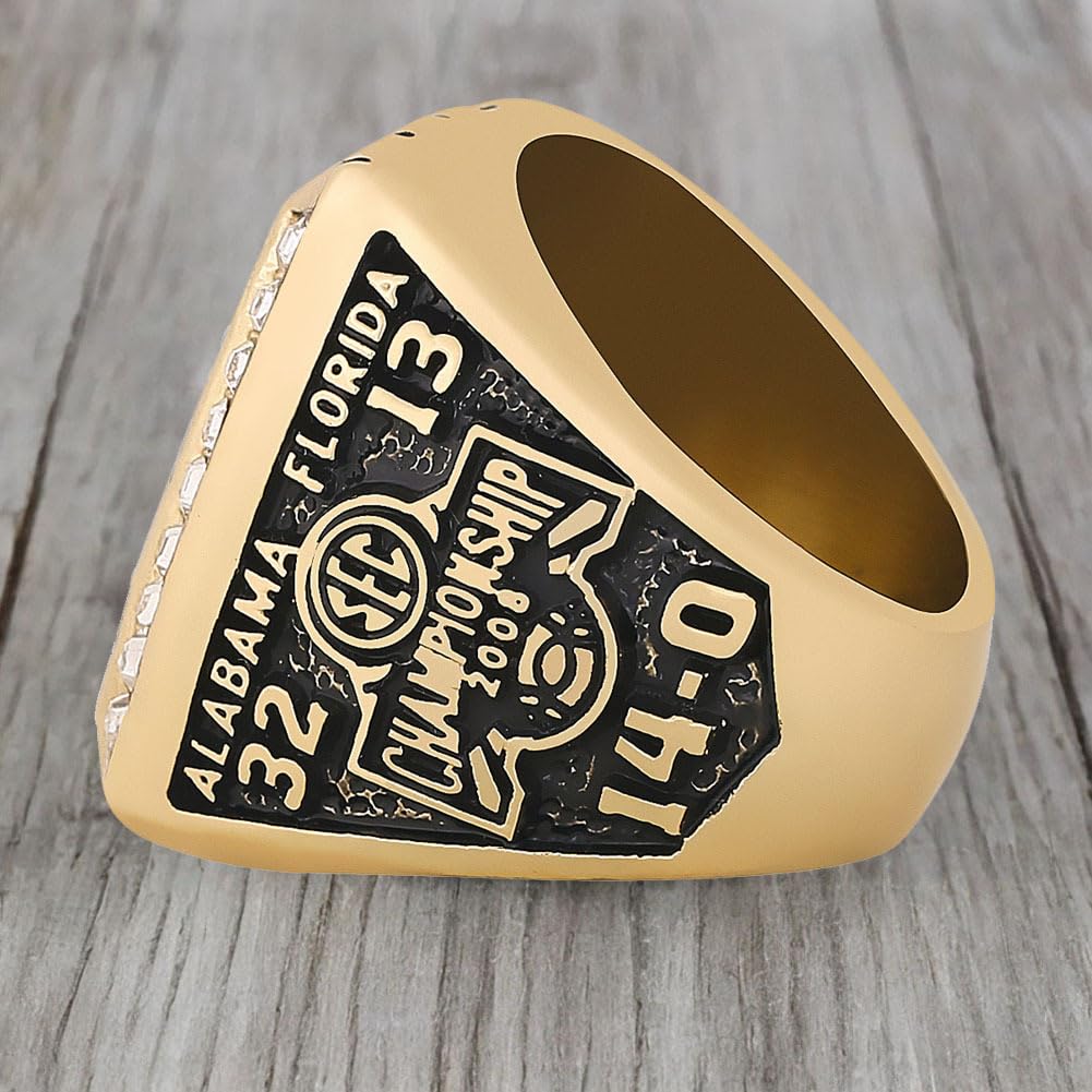 Bague De Championnat De Football Américain UA Bague De Champion De Football 2009 avec Boîte Prix du Vainqueur De Rugby Meilleur Cadeau pour Les Anciens Fans De Sport
