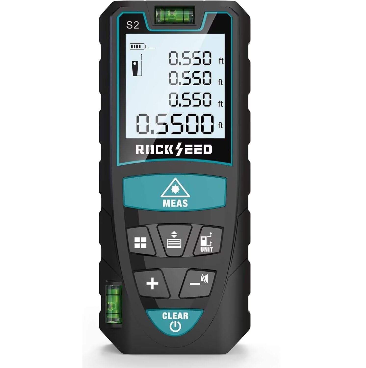 Laser Measure 50M/165ft,RockSeed Digital Laser Distance Meter with 2 Bubble Levels,Portable M/in/Ft Unit Switching Backlit LCD and Measuring Distance/Area/Volume/Pythagorean