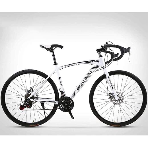 Vélo de Route 26 Pouces, Vélos 24 Vitesses, Freins À Double Disque, Cadre en Acier À Haute Teneur en Carbone, Course de Vélo de Route, Rouge/Blanc
