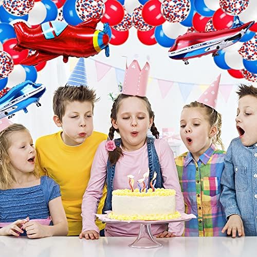 Balony foliowe z motywem samolotu, 86 sztuk, XiXiRan balony z helem, zestaw dekoracji urodzinowych, samolotu, motyw samolotu, balony dekoracyjne, balony urodzinowe dla dzieci