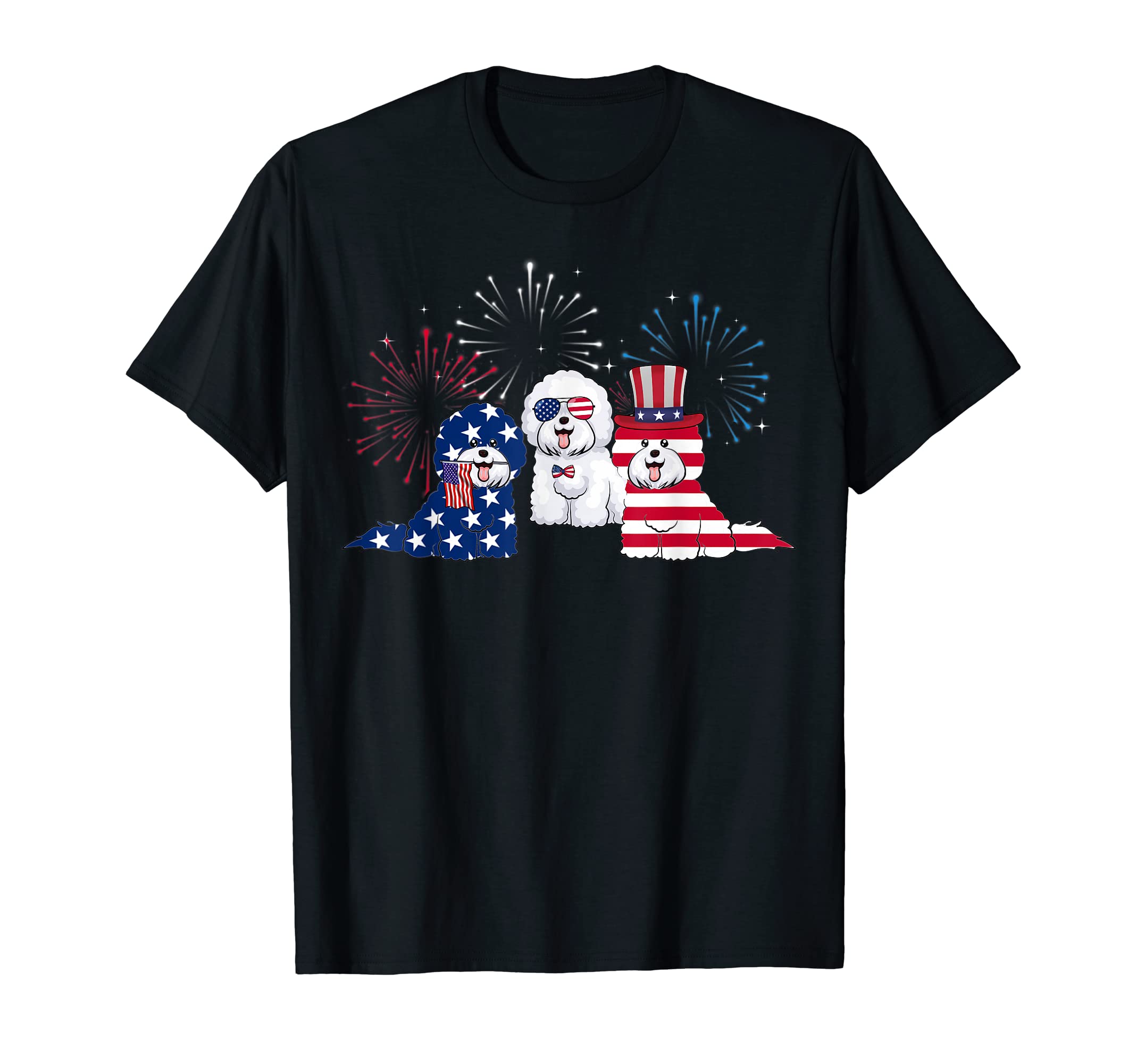 Bichon Frise USA Flag Bichon Frise Day July 4thPride American Bichon Frise Day July 4th Bichon Frise Lover T-Shirt