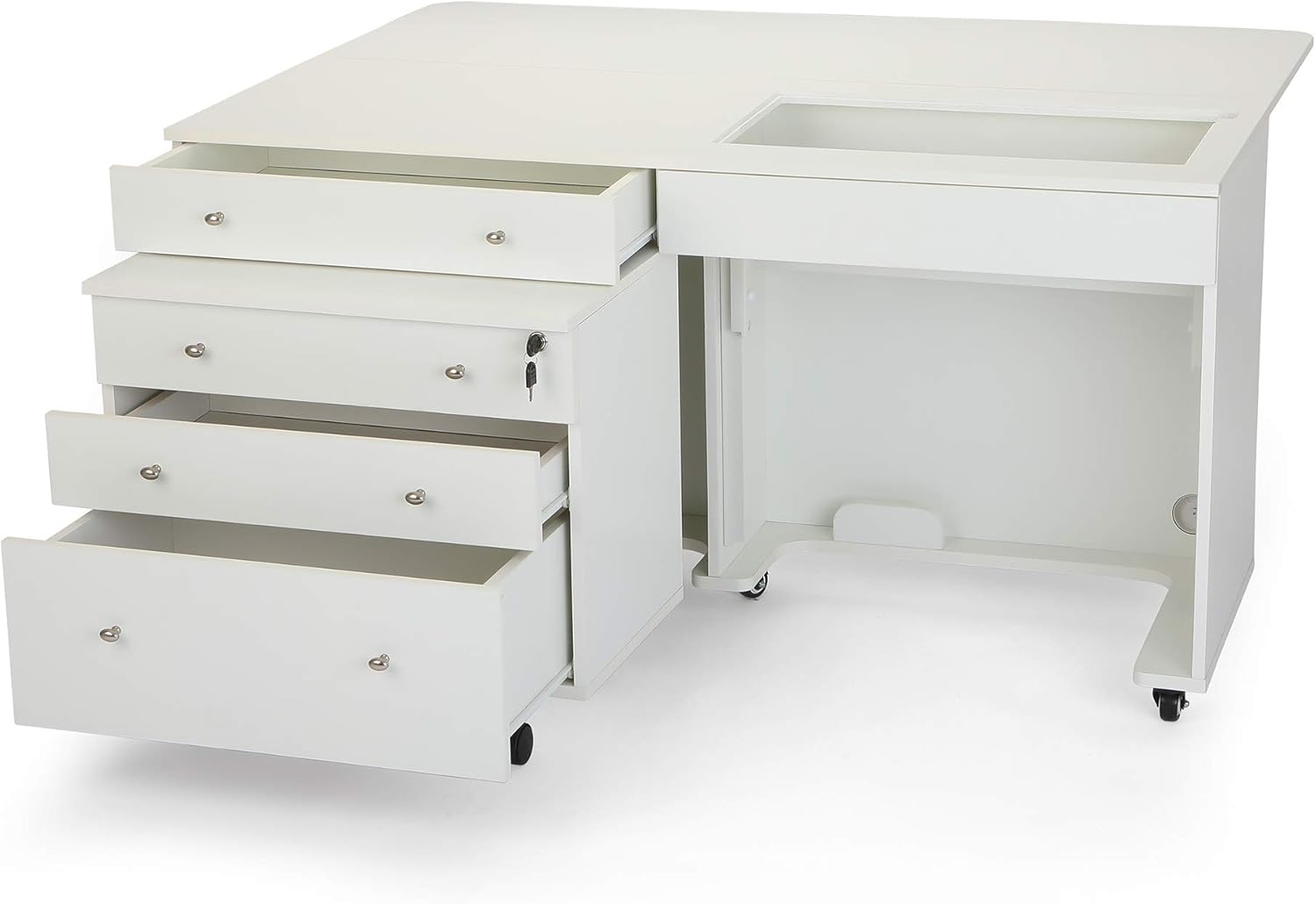 Kangaroo Sewing Furniture Kangaroo & Joey Sewing Cabinet with Kiwi Storage Caddy - Ash White