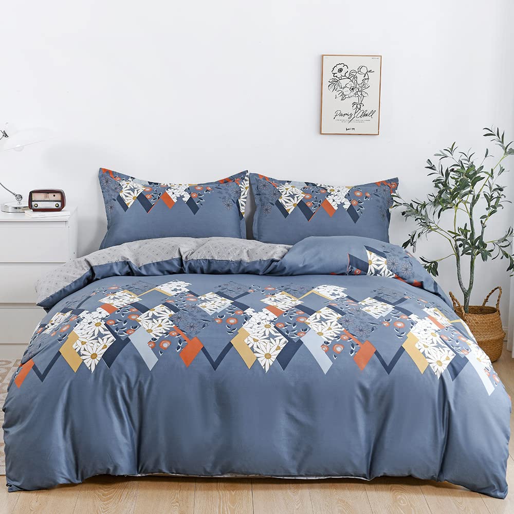 4-Piece Single Size Duvet Cover Set|1 Duvet Cover + 1 Fitted Sheet + 2 Pillow Cases|Microfibre|MUESLI