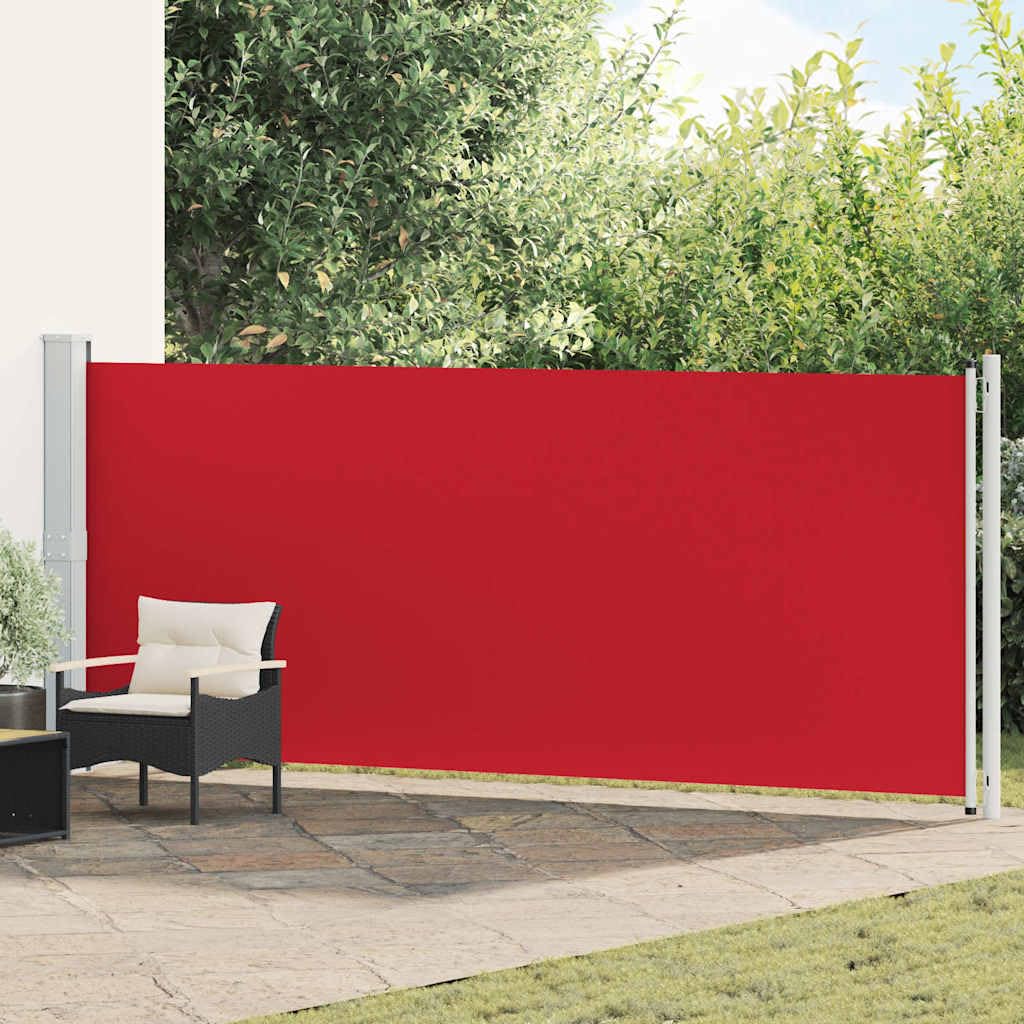 Brise-vue store latéral extensible rouge 600x160 rétractable anti-UV pour extérieur