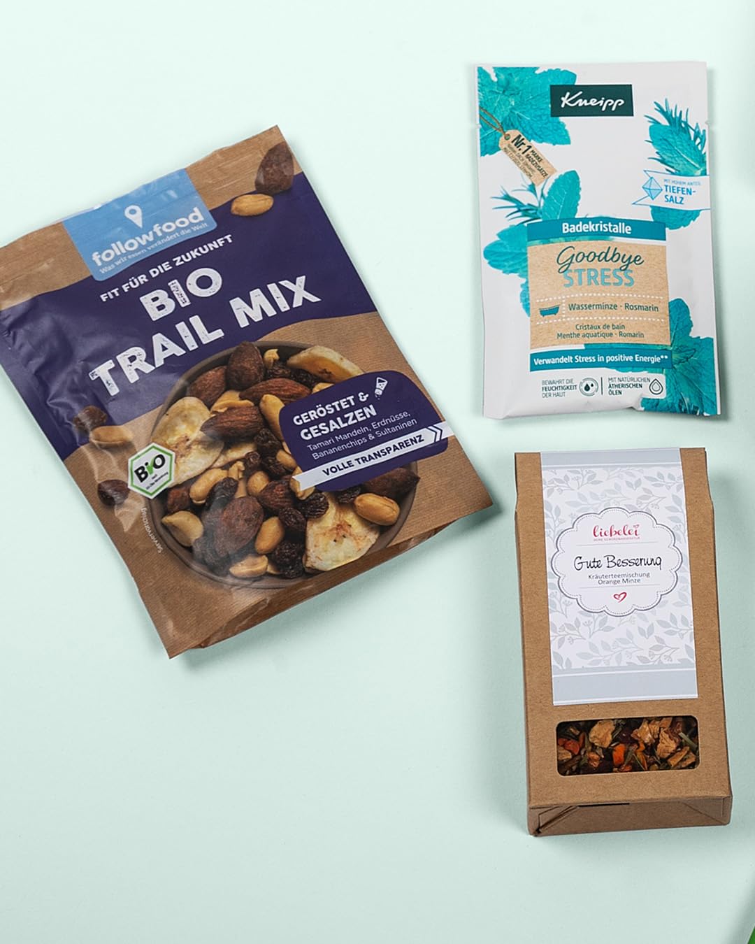 GUTE BESSERUNG BOX | Gute Besserung Geschenk Paket mit Snacks & vielen Aufmerksamkeiten zur Genesung | Care Paket, Geschenkkorb Vegan