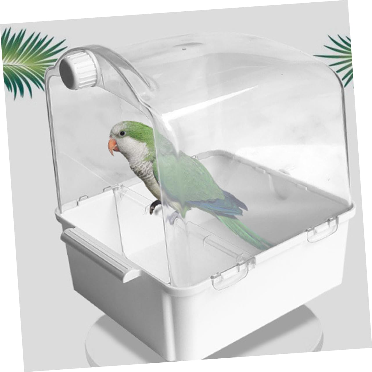 Vogelbad aus Kunststoff für Kanarienvögel und Nymphensittiche mit Wasserinjektor Weiß zur Natürlichen Reinigung und Beschäftigung im Vogelkäfig