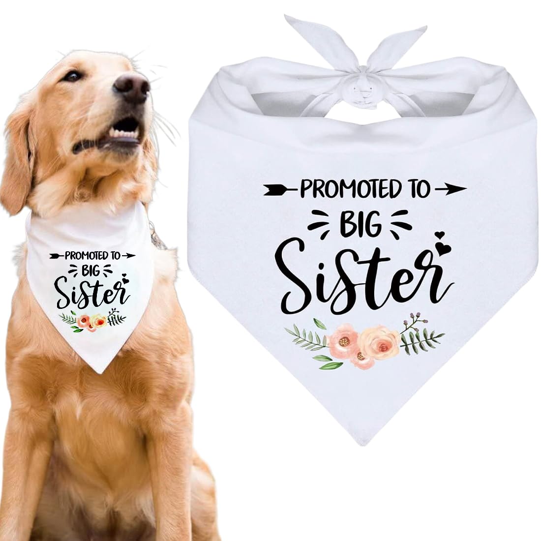 Bandana cane Dog White Wedding Pet Flower Triangolo Pet Dog Scarf Accessori Promoted To Be Big Sister,Perfetta per foto ricordo o per rendere il tuo cane parte integrante della cerimonia