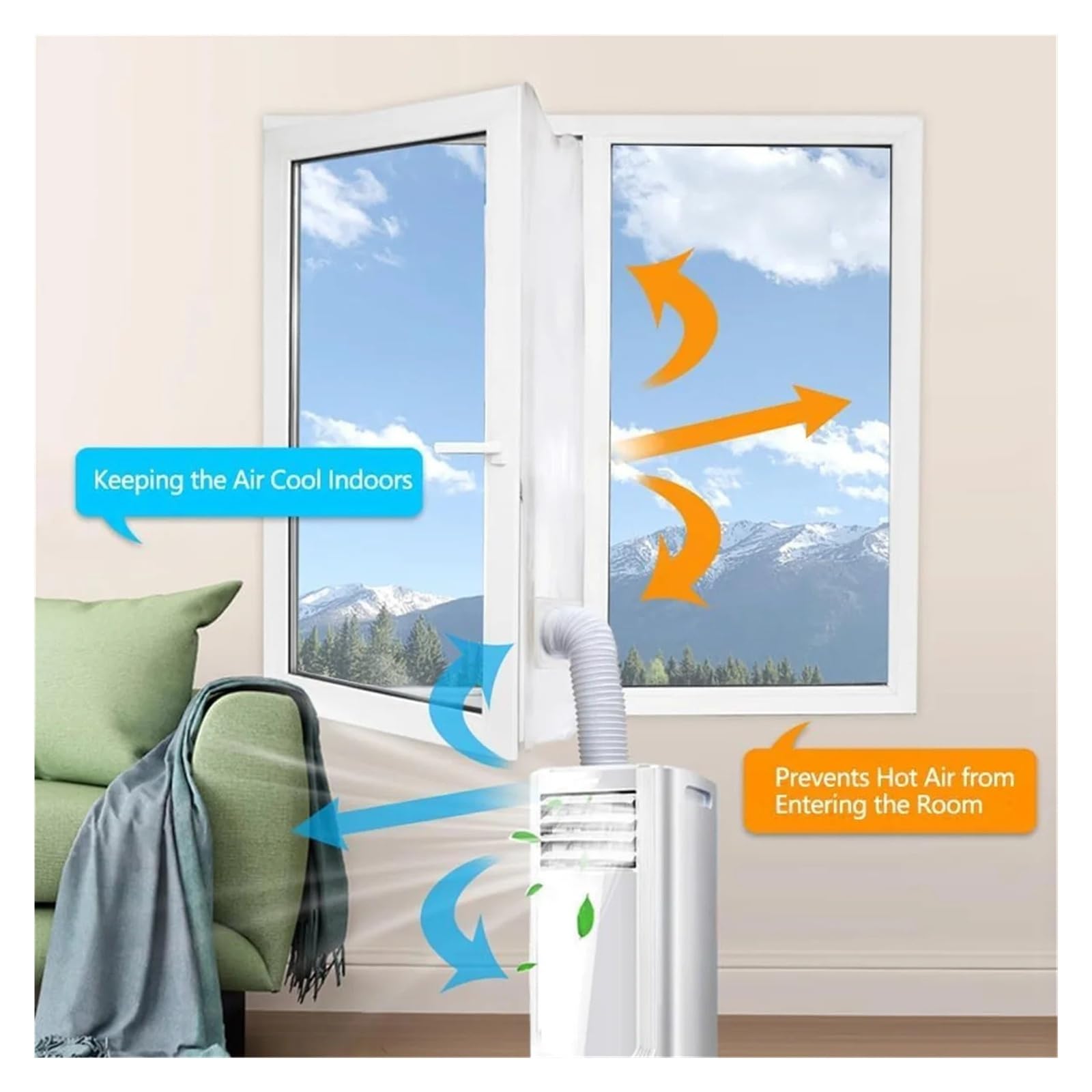 Genérico Sello de Ventana de CA portátil N85R de 300 cm con acoplador de 5,1/5,9 Pulgadas