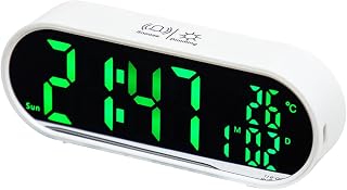 Rebellious Reloj digital LED con pantalla clara para estantería de salón o mesita de noche