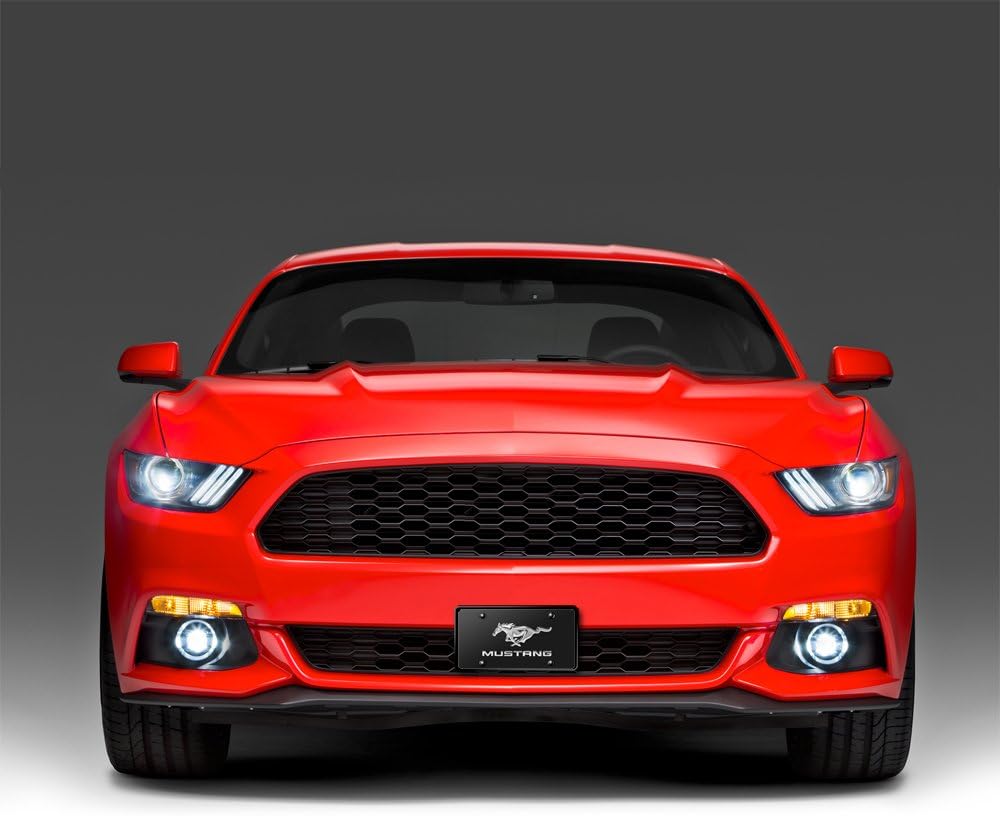 iPick Image for Ford Mustang Double 3D Logo Black Stainless Steel License Plate - Official Licensed