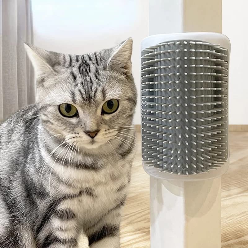 Pet Brush, Pet Brush Cat Brush Comb Cat Toy With Catnip Cat Wall Brush Corner Cat Massage Self Groomer Comb Brush Cat Rubs With A Tickling Comb Pet Brushes(Black,S SIZE)