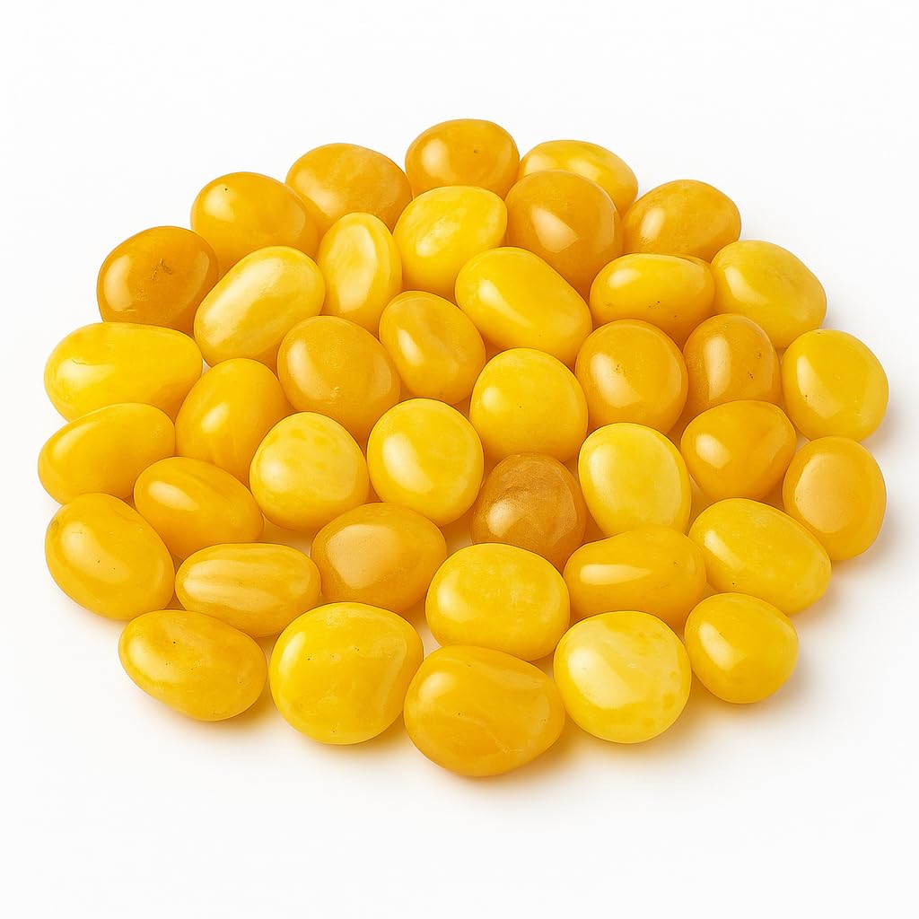 Fikup Yellow Onyx Decorative Glossy Pebbles – 950g Natural Polished Stones for Aquarium, Vase Fillers, Fish Tanks, Garden, Home & Table Decor (Yellow)-image-46