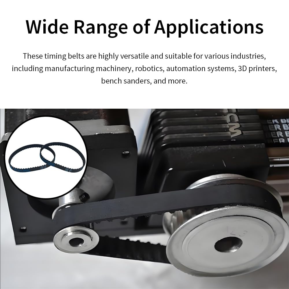 2Pcs 120XL037 Timing Belt 10mm Width 60 Teeth Cogged Rubber Synchronous Closed Loop Small Gear Drive Belts for 3D Printer Air Compressor Carbon Belt Replacement Disc Tabletop Sander Black