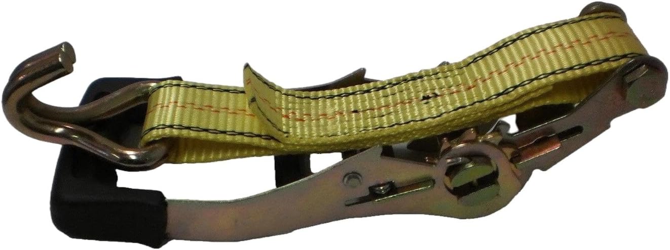 802HD-27W Ratchet Tie Down with Double JHooks - 2" in.X27’ft Ratchet Strap W/Wire Hooks - 10,000# Break Strength - 3,300 Pounds Rated Capacity - Trailer Tie Down Replacement
