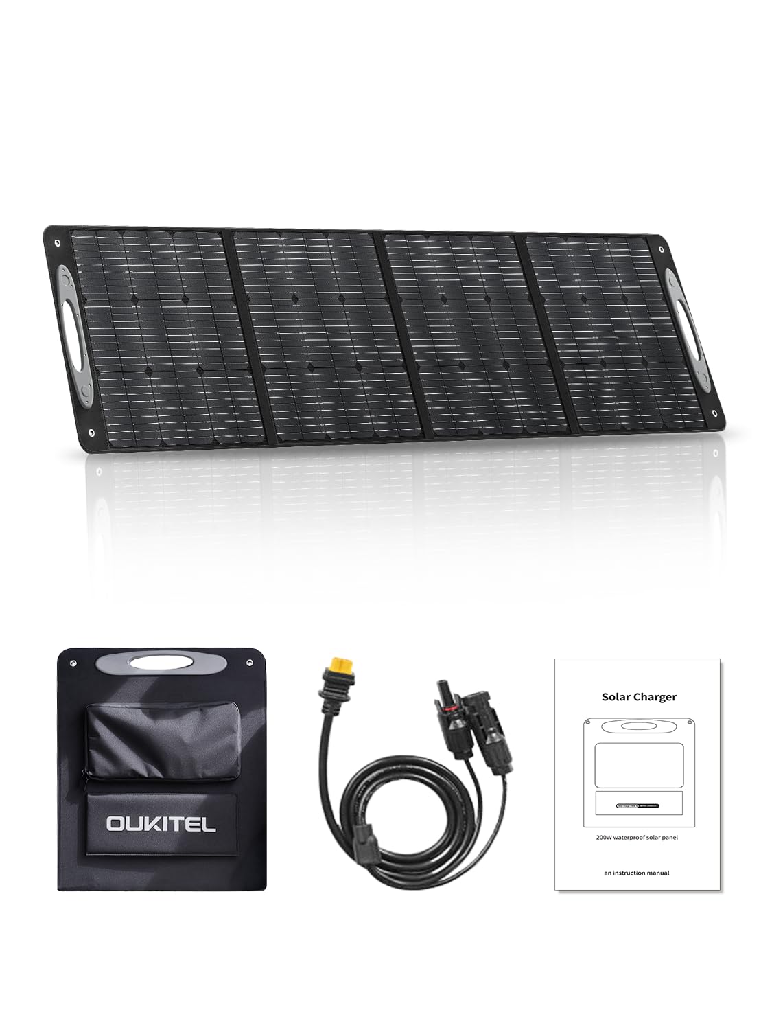 OUKITEL Panel Solar Portátil 100W 21V, Monocristalino Plegable, IP65 Impermeable, Cargador Solar para Estaciones de Energía Portátiles, Camping, RV, Emergencias