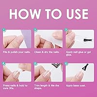 Vista 7 de Puntas de uñas postizas de gel de aguja medianas, 120 piezas de cobertura completa prepulida, cuadrada, mate, 12 tamaños, 120 números de piezas