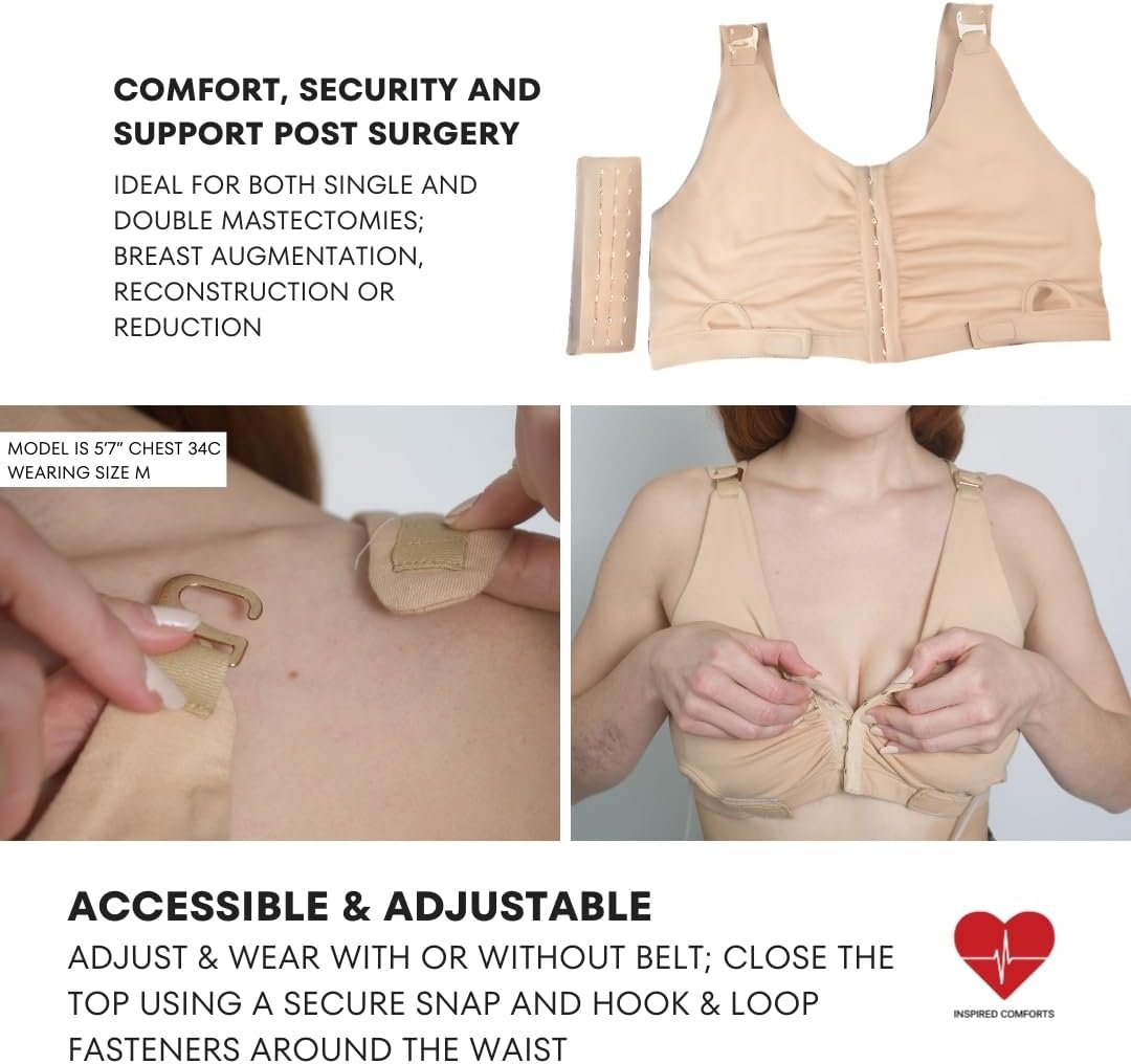 Women Post Surgery Compression Everyday Bras Mastectomy Support Bra with Adjustable Straps - Image 2