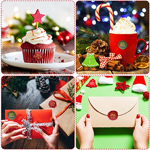 500 Pieces 1.5 Inch Christmas Stickers Roll For Envelope - 3 Designs Stamp Shape Round Merry Christmas Sticker Self Adhesive Tag Seals Labels For Holiday Greeting, Sealing, Gifting, Gift Decorations #TOP5