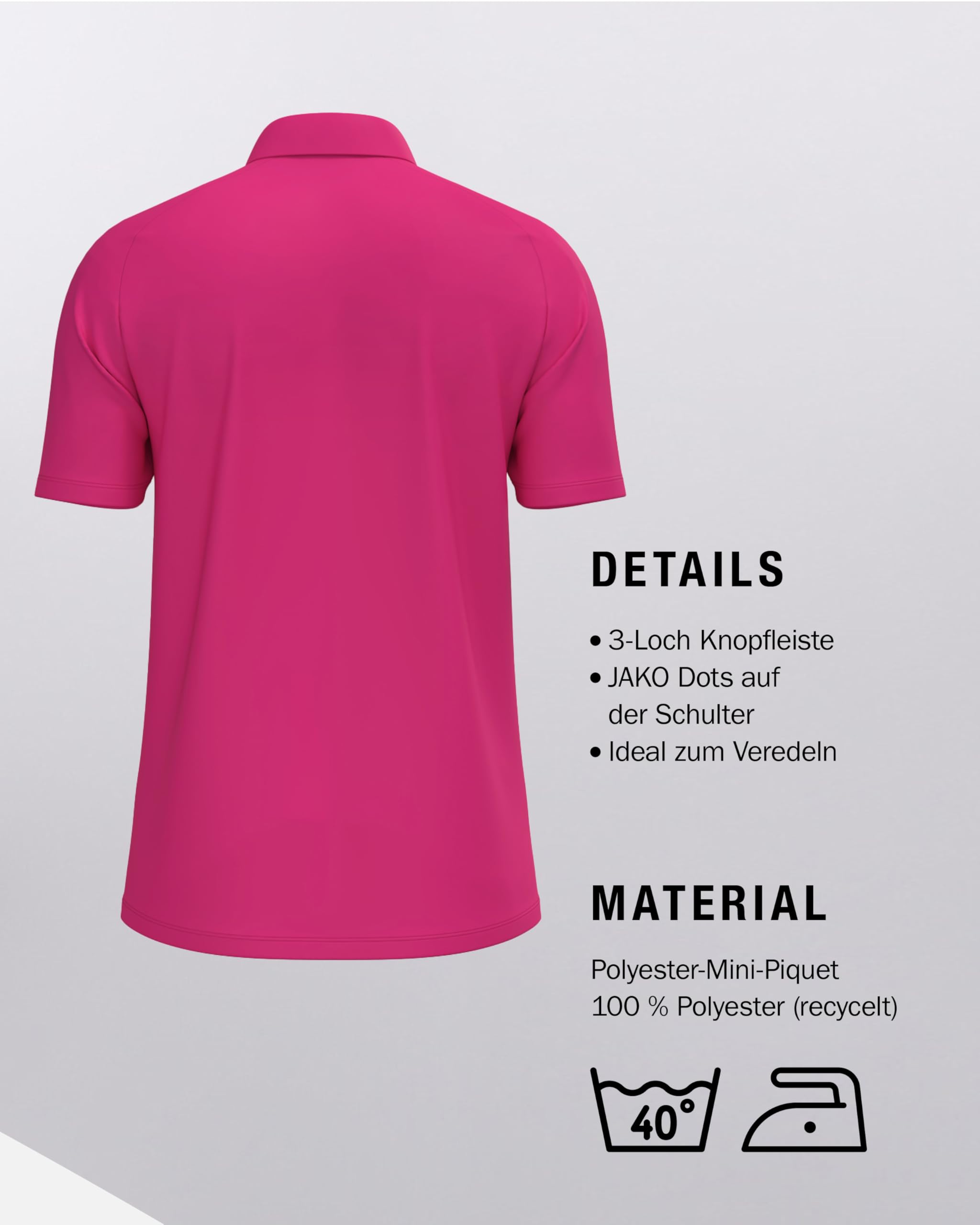 JAKO Polo One – Atmungsaktives, funktionales Poloshirt für Kinder mit Keep Dry-Technologie, 100% recyceltes Polyester, Topmodernes Design