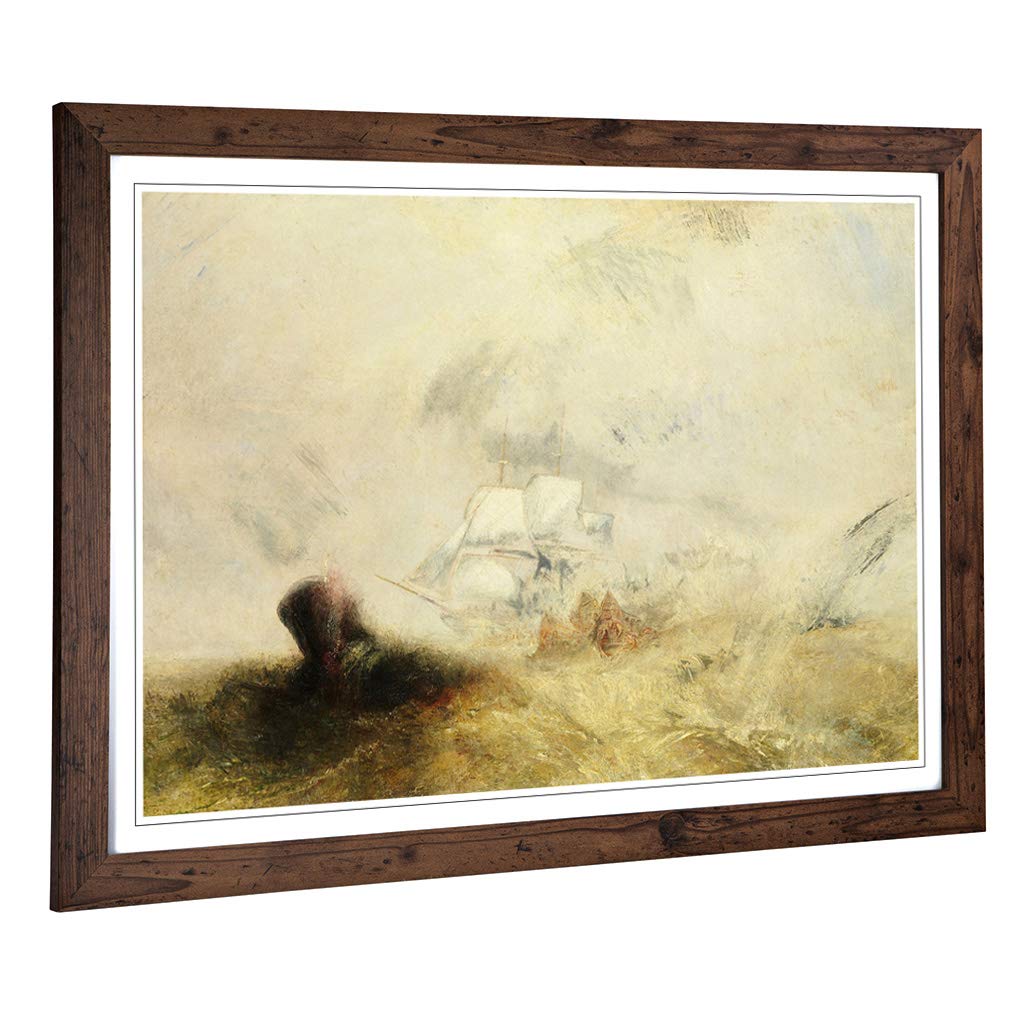 Big Box Art Framed Print of J.M.W (Joseph Mallord William Turner) The Whale Ship Design | Wall Art Picture| Home Decor for Living Room, Bedroom, Office, Walnut, A2 / 24.5x18 Inch / 62x45cm