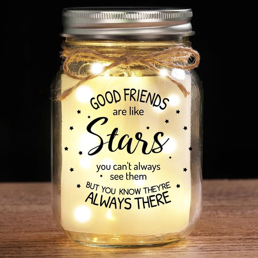CICAIFALO Friend Gifts for Women, Mason Jar Night Light