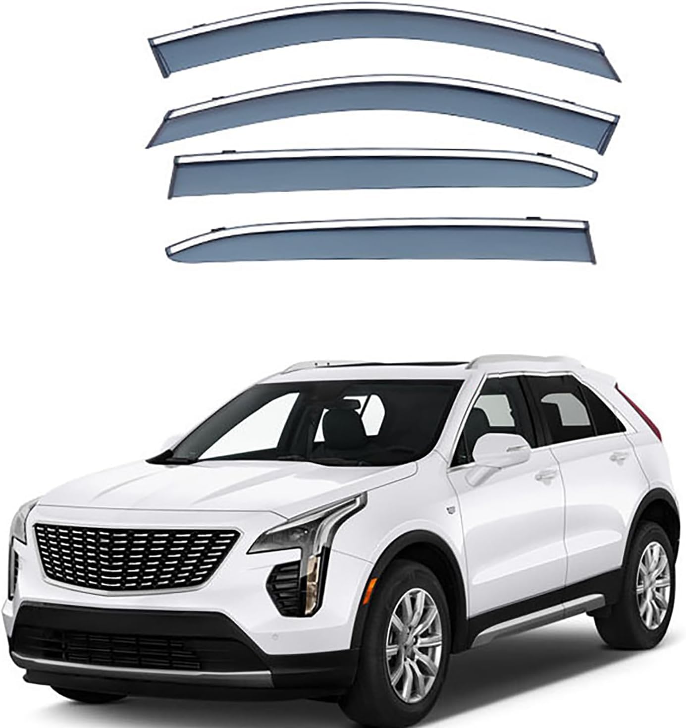 FengXH Window Deflectors for Cadillac XT4 MK1 2018+ - 4pc Smoke Tint, Waterproof, Noise Reducing.