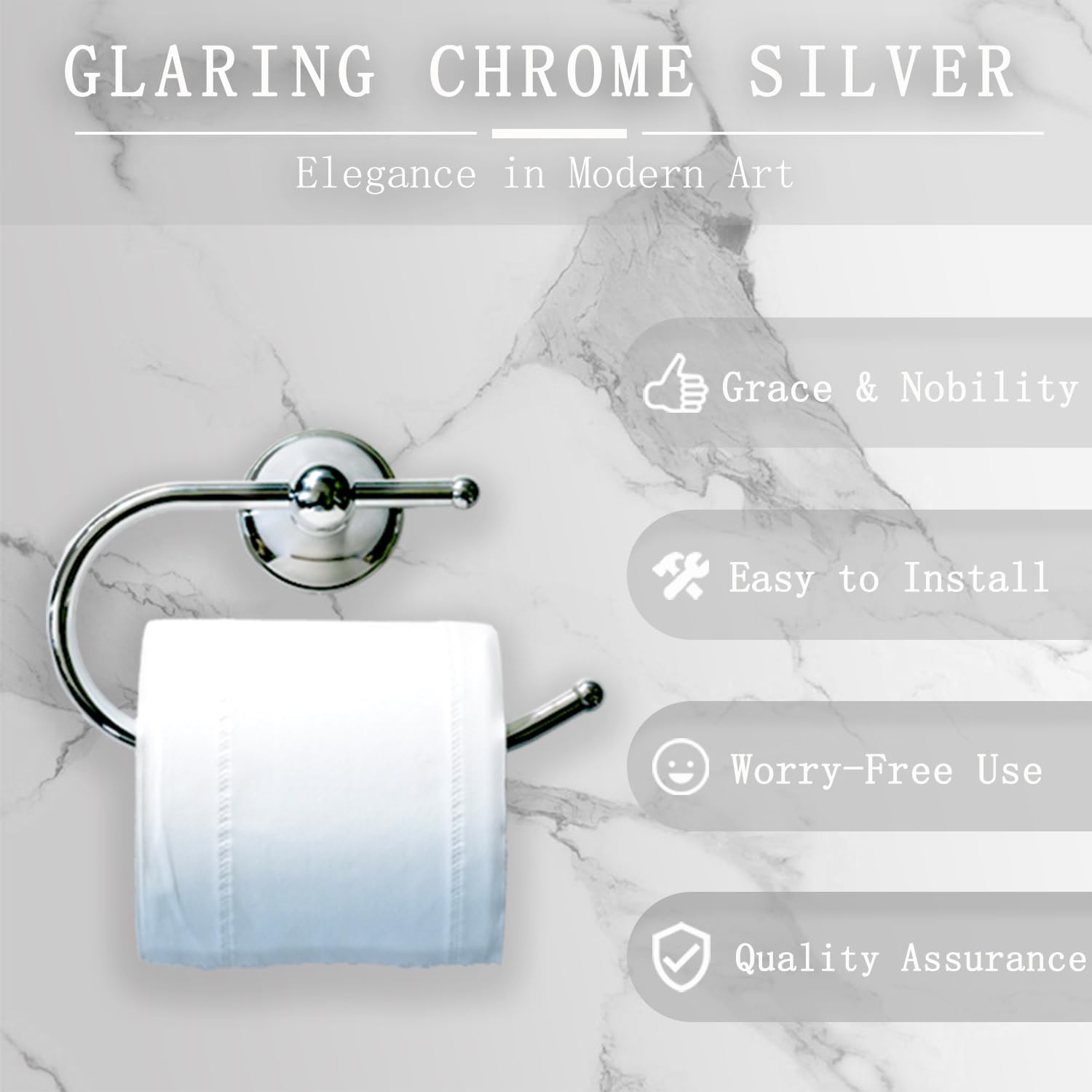 Celbon Sliver Chrome Toilet Paper Holder Wall Mounted Antique Brass Toilet Roll Holder 18.5cm/7.28‘’ Towel holder for Bathroom or Kitchen Room (Silver) - Image 2