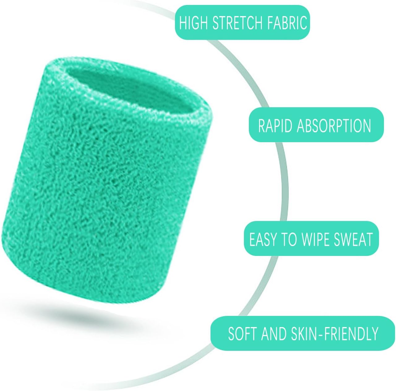 6 Pairs Sports Wristbands, JEMLYD Wrist Sweatbands for Men & Women, Stretchy & Sweat Absorbing Cotton Terry,Perfect for Basketball, Football, Tennis, Soccer, Running & Working Out(Multicolored) - Image 3