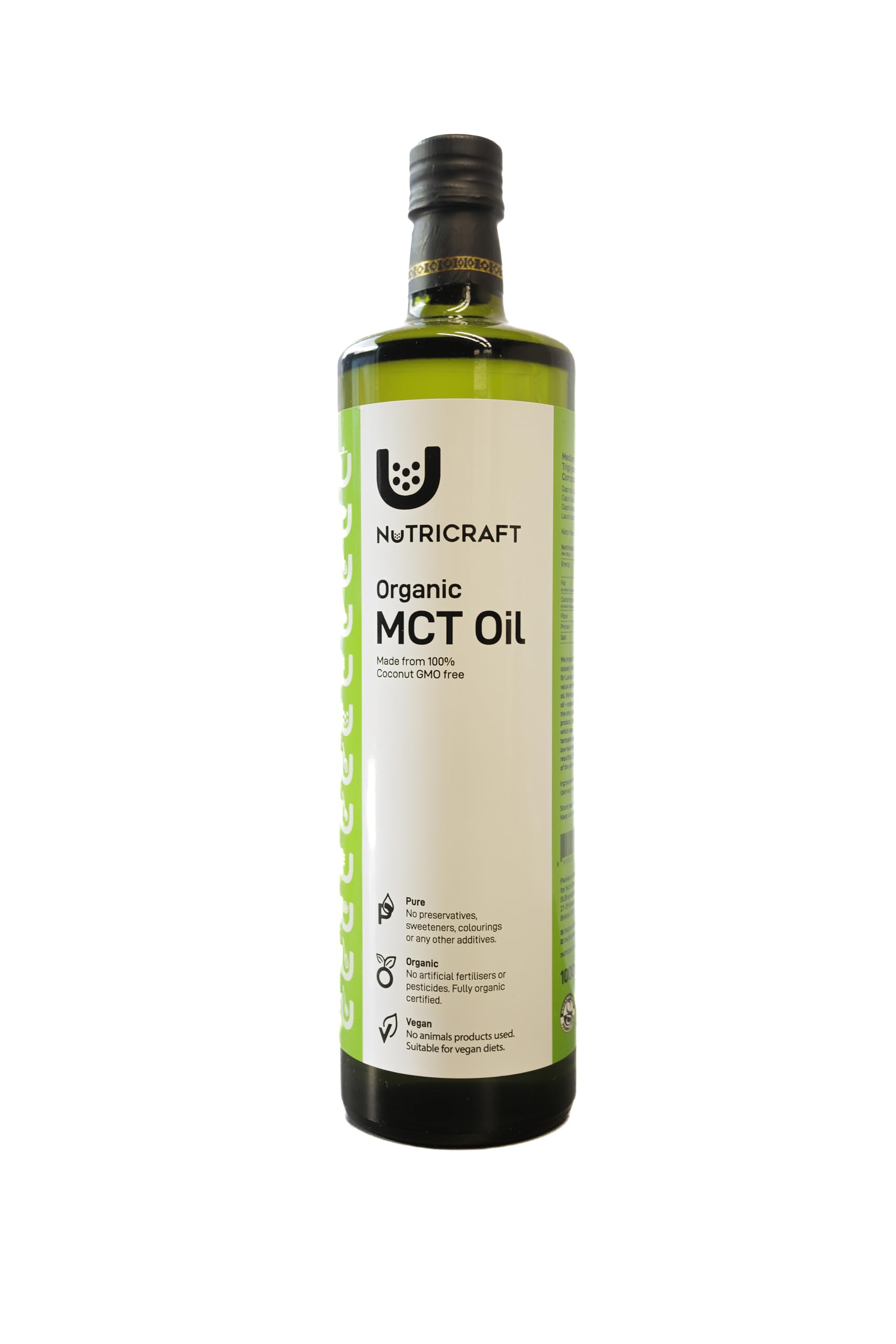 NutriCraft Pure Organic MCT Oil - 1L, Organic Certified Coconuts, Keto-Friendly, Versatile Supplement, Improve Overall Health, Sustainably Sourced, No Preservatives