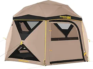 FanttikOutdoor Alpha C6 Ultra Instant Cabin Tent 6 Person Pop Up Camping Tent Setup in 60 Seconds Portable with Rainfly & Windproof for Outdoor Camping & Overlanding Khaki