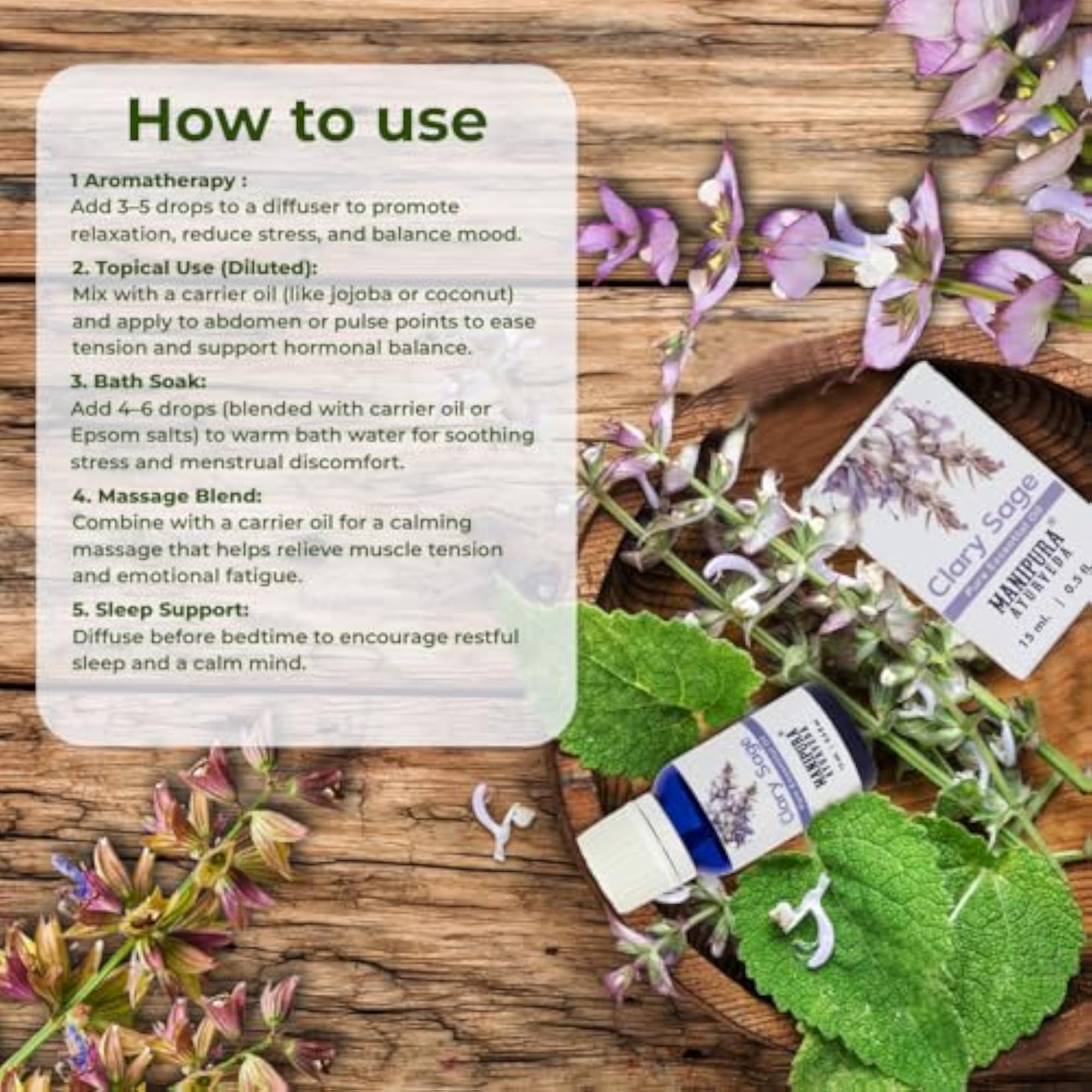 Clary Sage Oil Diffuser Pack of 2, 100% Pure
