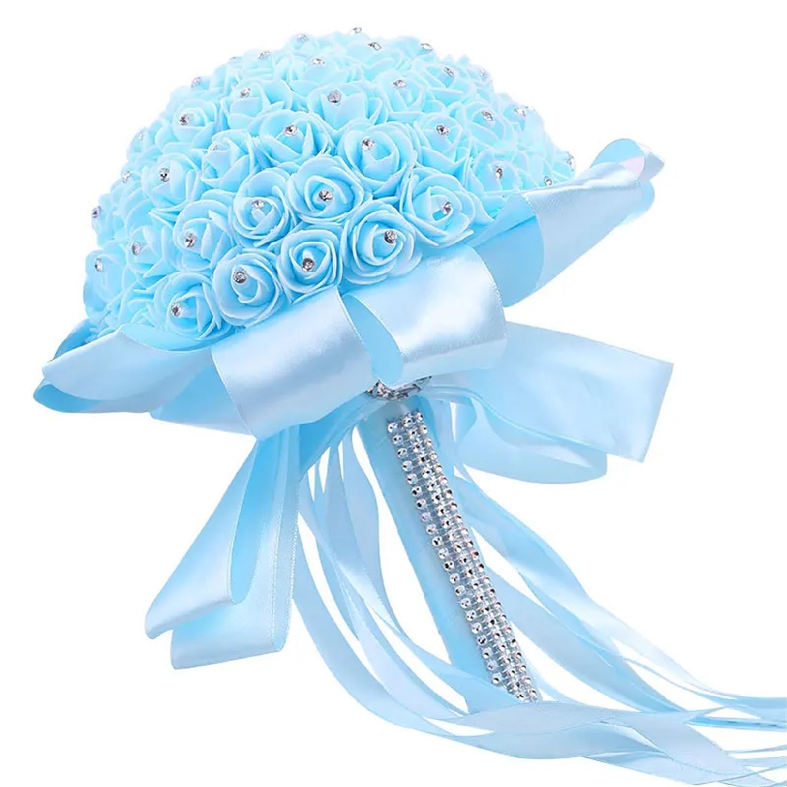 ZRHWSPD Wedding Artificial Bouquet A Wedding Bouquet Of Artificial White Roses, Bride Holding A Bridesmaid Of Flowers(Blue)