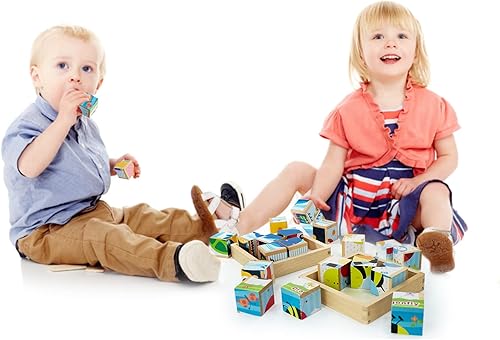 Miniatura 6 de DreamsEden 2 juegos de rompecabezas de bloques de madera, rompecabezas de cubo 6 en 1 para niños de 3, 4, 5 años