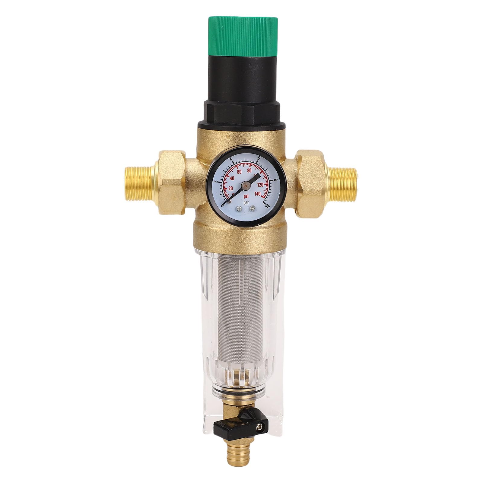 Regolatore della Pressione Dell'acqua, Valvola di Riduzione della Pressione in Ottone con Filtro del Backwash e Misuratore di Pressione Anteriore, per Dispositivi di