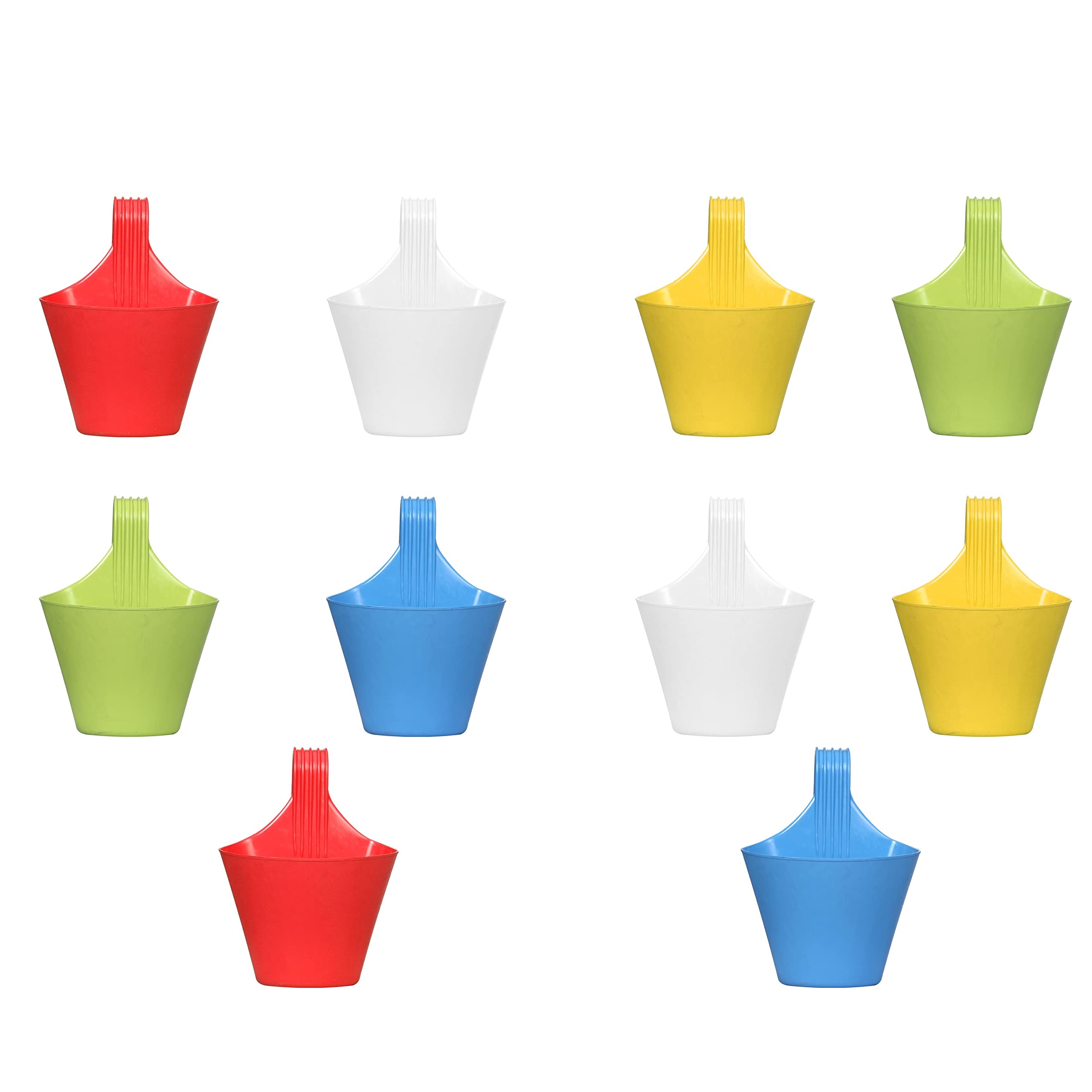 SOLIDA Railing Hanging Plastic Flower Pot Single Hook Planter Pot Plant Container Set Hanging Pots for Plants Hanging Planters with Detachable Handle Plastic Hook Hanging Pot Planters (Pack of 10) (B09XSM96FS) Amazon Price History, Amazon Price Tracker
