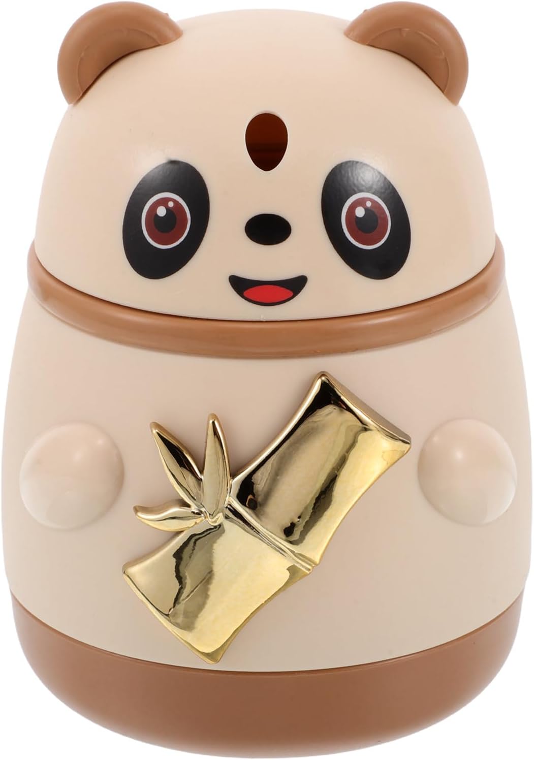 Cute Panda Toothpick Holder Dispenser with Lid Automatic Toothpick Container for Kitchen and Travel Caramel Color Novelty Table
