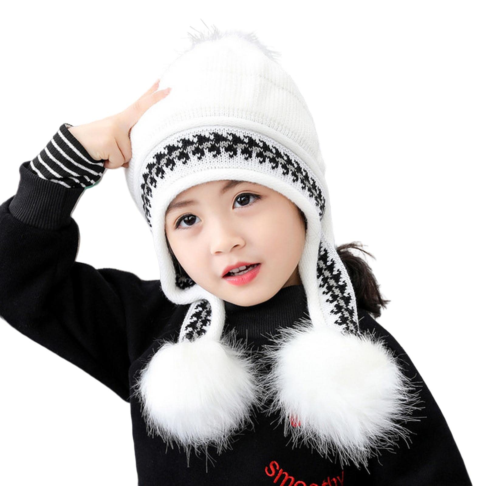 Zimowe czapki dla dzieci zimowe śliczne pompony chłopcy dziewczęta czapki klapka na uszy mufa wiatroszczelne czapki dziecięce ciepłe dzianinowe mama maluch dzieci czapki 6 kolorów