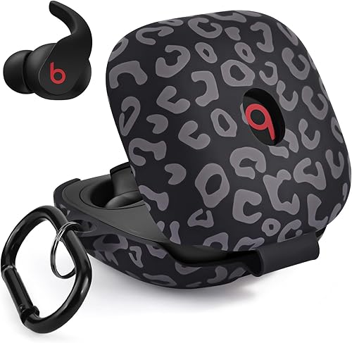 Vista 10 de VISOOM Funda suave para Beats Fit Pro 2021 - Funda protectora de silicona para auriculares Apple Beats Fit Pro con llavero, a prueba de golpes Negro