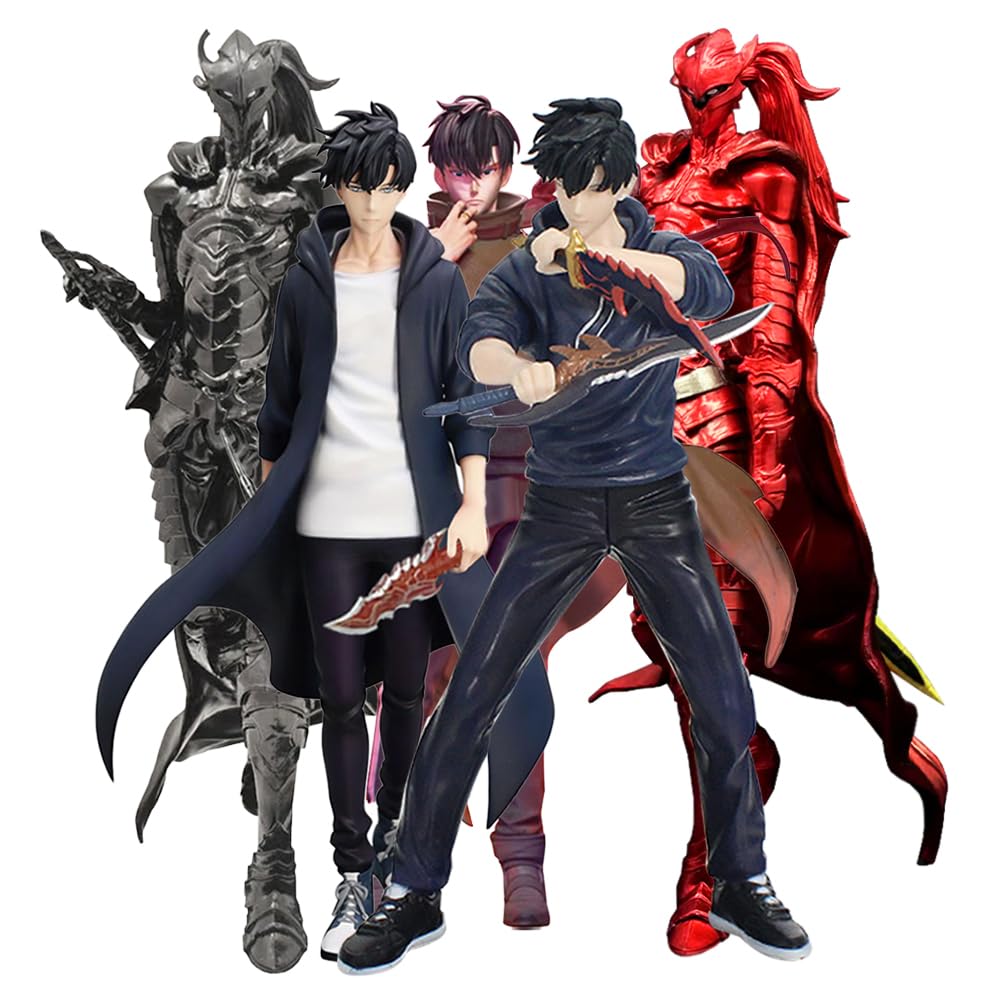 Jilijia 5PCS Igris Sung Jin Woo Figure Statue Anime Standing Model Igeuliteu PVC Action Figure Collectible Home Desktop Decoration Gifts