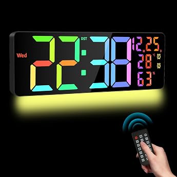 Digital Wall Clock 16.5 Inch Large Digital Clock with Remote Control 11 RGB