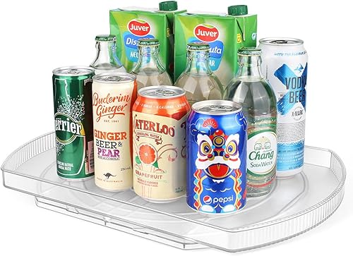 Miniatura 7 de Lazy Susan rectangular de 16.5 pulgadas para refrigerador, organizador giratorio y giratorio de 360 para refrigerador, gabinete, mesa de comedor,