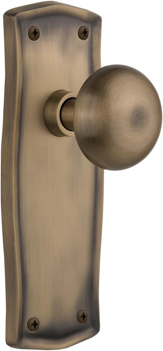 Nostalgic Warehouse Prairie Plate with New York Knob, Privacy - 2.375", Antique Brass