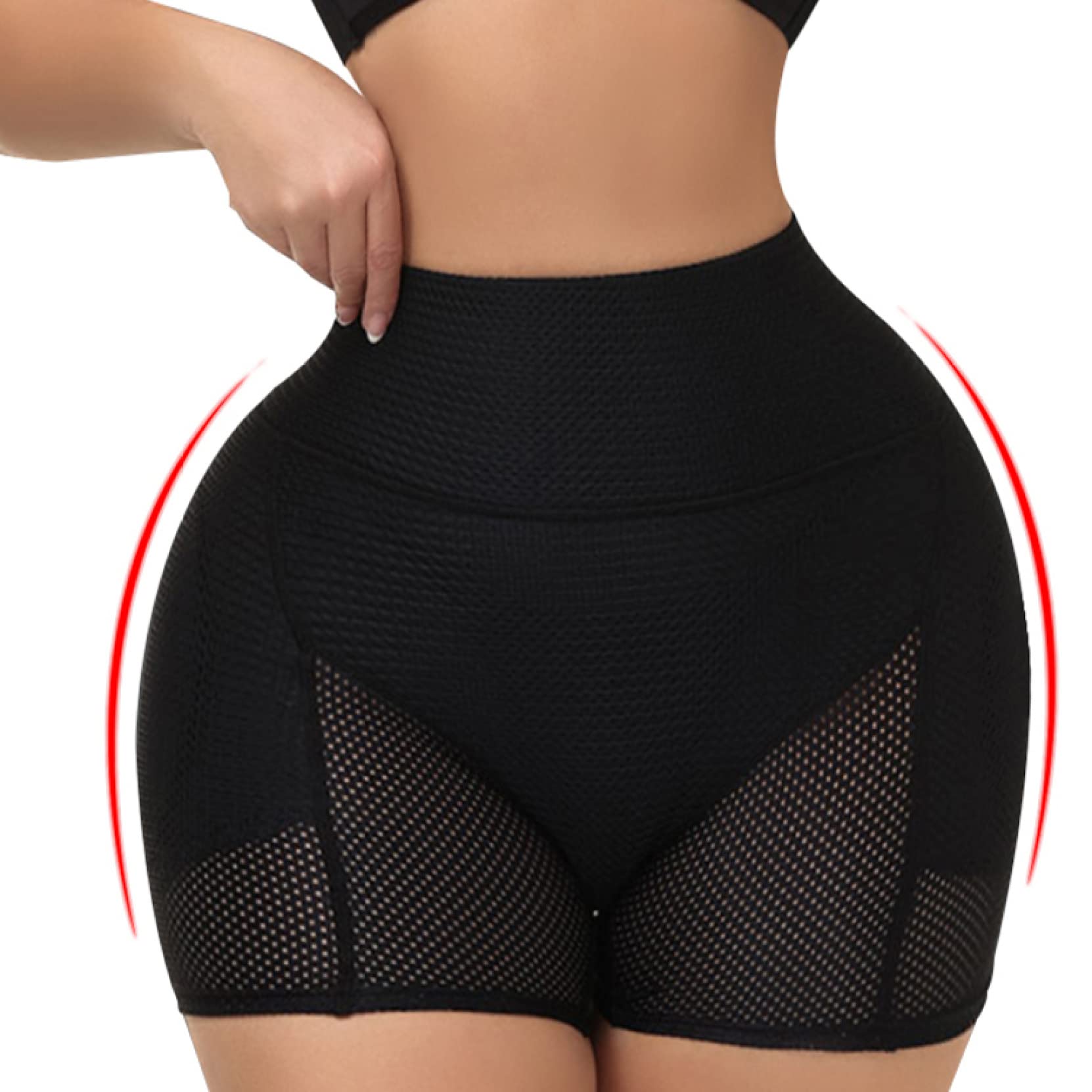 Mutandine Modellanti per Fianchi, da Donna, a Vita Alta, Senza Cuciture, Contenitive, Push-up, Shapewear Taglie Forti (670 Nero)