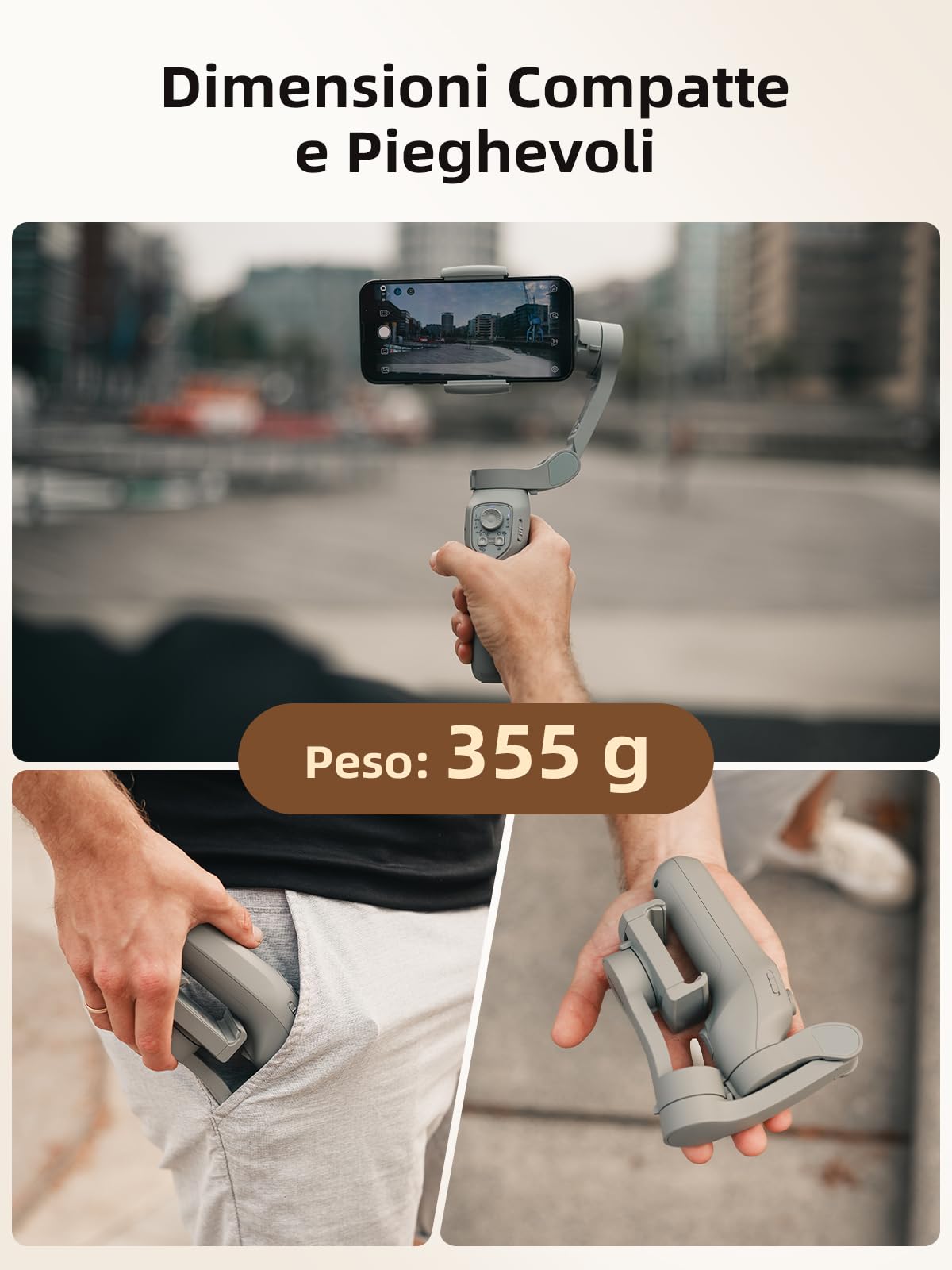 Rollei Steady Butler Mobile 3 SE Stabilizzatore Smartphones, Gimbal 3 Assi Smartphone Leggero e Pieghevole Compatibile con iPhone 16/15/14/13/12 Pro Max e Android per Video di TikTok YouTube Instagram