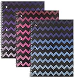 Emraw Chevron Ombre Glitterd Notebook Spiral with 70 Sheets of Wide Ruled White Paper - Set...