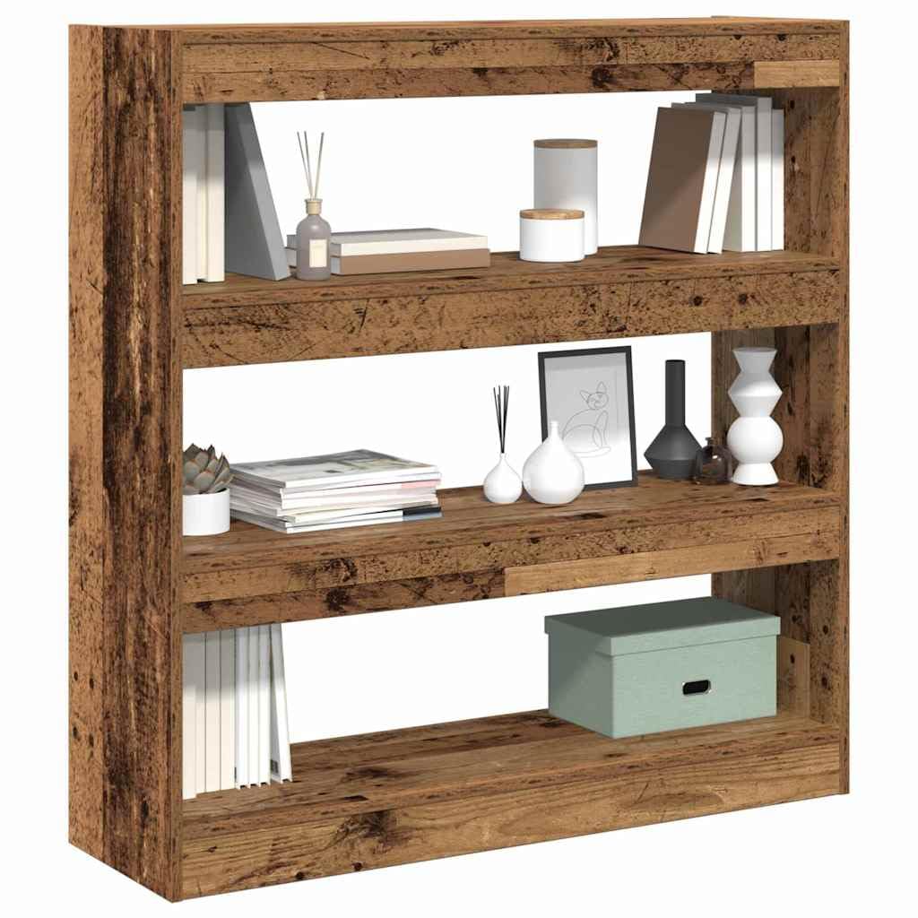 Libreria in legno anticato, 100 x 30 x 103 cm, con 3 ripiani e molto spazio per soggiorno, ufficio, cameretta dei bambini, da parete o da appoggiare
