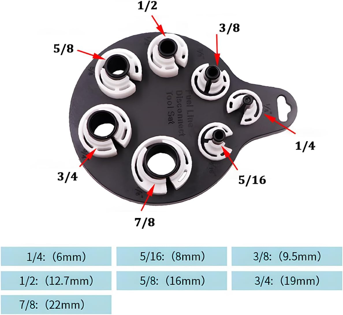 Car Air Conditioner and Fuel Line Quick Disconnect Tool Kit, 1/4" to 7/8" 7 SAE Sizes Fuel Line Disconnect Tool, Auto A/C Fuel & Transmission Systems Accessories, Universal Fit